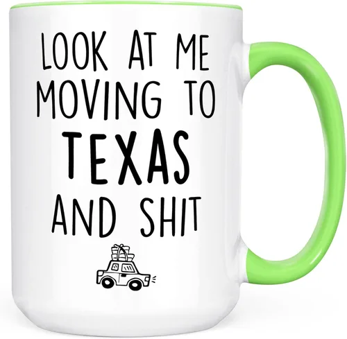 Miniatura 8 de Sweet & Salty Taza con texto en inglés «Look at Me Moving to Texas», regalos de bienvenida a Texas, regalo divertido para amigos que se mudan fuera