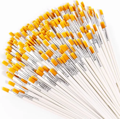 Miniatura 14 de 30 pinceles de pintura para pintura acrílica, pinceles para niños, pelo de nailon plano, pincel para manualidades, óleo pequeño, acuarelas, Negro