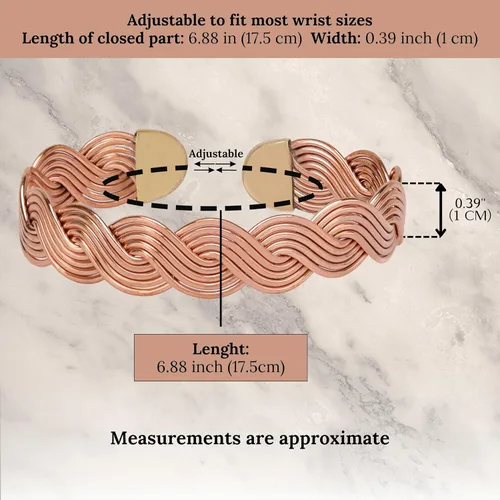 Miniatura 33 de Handmade Elegant Copper Bracelet for Women - Pure Copper Bracelet for Pain Relief and Stress Relief - Adjustable Entwisted Copper Bracelet to Fit
