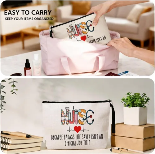 Miniatura 5 de Jztco Regalos de agradecimiento para enfermeras, bolsa de maquillaje multicolor para mujeres, enfermeras, resistente a los arañazos, cierre de Color2