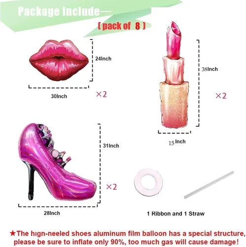 Miniatura 2 de Globo de labios de papel de aluminio para decoración de tacones altos, día de San Valentín, boda, despedida de soltera, fiesta de spa, decoración