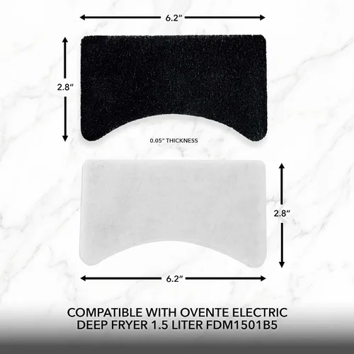 Miniatura 5 de OVENTE Juego de filtros de repuesto de vapor de carbón y aceite compatible con freidora eléctrica de 1.5L FDM1501BR, paquete de 3 filtros reductores