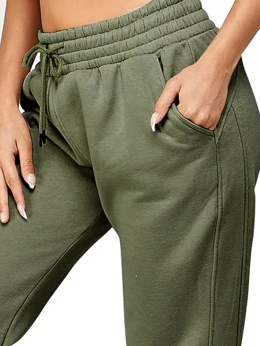 Miniatura 23 de IUUI Pantalones deportivos de cintura alta para mujer, con bolsillos, de algodón, holgados, atléticos