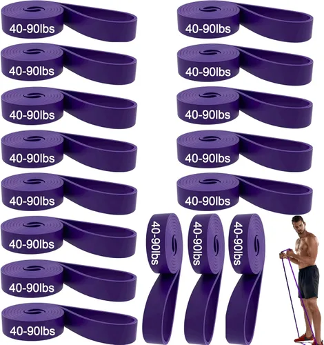 Miniatura 6 de Juego de 16 bandas de resistencia, bandas elásticas de entrenamiento prémium para gimnasio en casa, entrenamiento de fuerza, yoga y terapia física