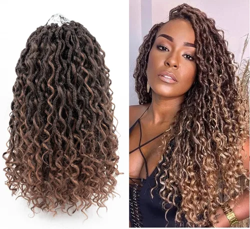 Miniatura 18 de Aipin Goddess Cabello de Ganchillo de 18 Pulgadas Boho River Locs Hippie Locs Ondulado de Ganchillo Con Cabello Rizado en el Medio y Extremos 613