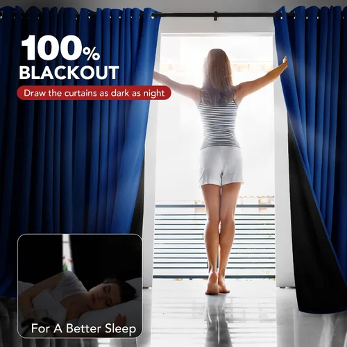Miniatura 171 de Deconovo Cortinas opacas 100% con forro negro, cortinas con ojales aisladas térmicamente que reducen el ruido, doble capa para oscurecer