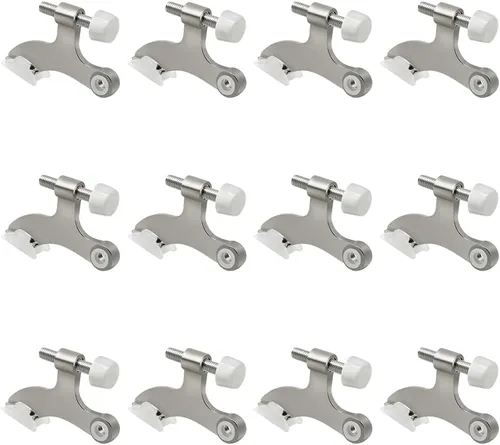 Miniatura 18 de Paquete de 12 topes de puerta negros con pasador de bisagra, tope de puerta con pasador de bisagra ajustable de alta resistencia con puntas de tope