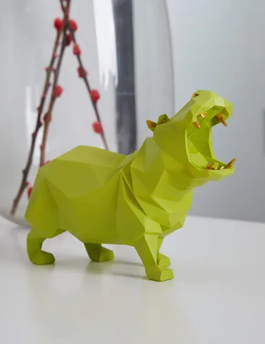 Miniatura 5 de HAUCOZE Estatua de hipopótamo, escultura de animal, figura moderna para decoración del hogar, decoración del hogar, arte de mesa, regalo para Azul