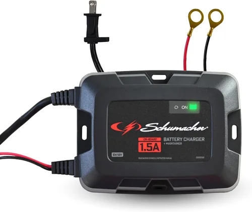 Schumacher Electric 1.5A Cargador y mantenedor de batería de automóvil a bordo y solución 3 en 1, para baterías de 6V/12V de deportes acuáticos,