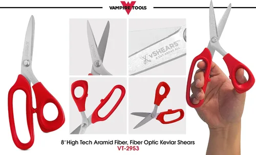 Miniatura 2 de vSHEARS - Tijeras de Kevlar de fibra óptica de acero al carbono de 8 pulgadas + cortador de Kevlar de fibra óptica de 5.5 pulgadas