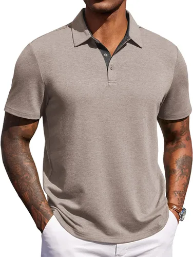 Miniatura 13 de COOFANDY Camisas polo de manga corta para hombre, estilo casual, de verano, cuello clásico, para golf