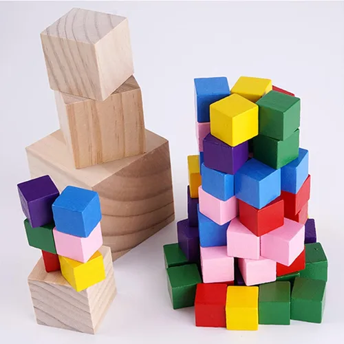Miniatura 7 de Tosnail Paquete de 150 cubos de madera sin terminar de 1 pulgada, bloques de madera en blanco para hacer manualidades