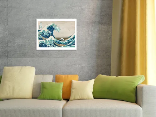 Miniatura 4 de Katsushika Hokusai c.1830s - The Great Wave off Kanagawa - Mount Fuji - Cartel de madera vintage de 8 x 12 pulgadas
