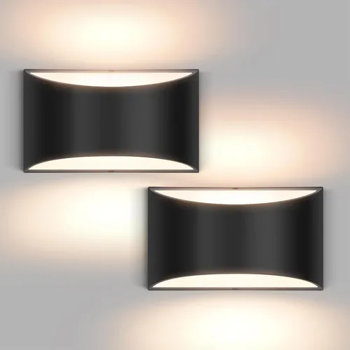 Miniatura 10 de Juego de 2 apliques de pared LED modernos negros con cable para interiores, luces de montaje en pared arriba y abajo, para sala de estar