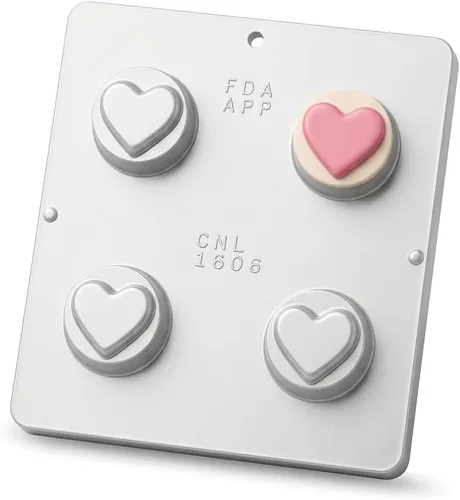 Miniatura 3 de Plain Heart Oreo Cookie Chocolate Candy Mold 1606-4 cavidades