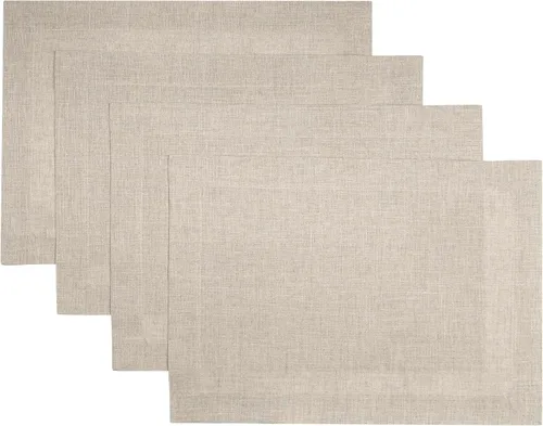 Miniatura 4 de Classic Linen™ by D'Moksha - Juego de 4 manteles individuales naturales, 14 x 19 pulgadas, lino 100% puro, lavables a máquina, verano