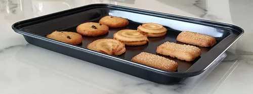 Miniatura 5 de Bandeja para hornear pequeña antiadherente de 9.45 x 7.09 pulgadas (interior 7.5 x 6), bandeja mini para galletas de 8 pulgadas, molde para horno