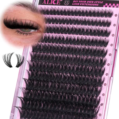 Miniatura 28 de Kit de extensión de pestañas DIY racimos de pestañas D-Curly voluminosos, pestañas individuales, kit de extensión de pestañas con herramienta
