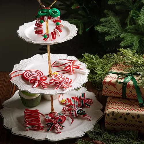 Miniatura 6 de codree 8 piezas Adornos colgantes de piruleta de Navidad - Adornos de caramelo para árbol de Navidad - Adorno de arcilla polimérica de caramelo