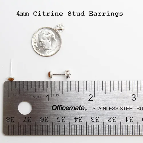 Miniatura 9 de Aretes de tuerca con piedras preciosas para mujeres y niñas, bisel redondo de 0.157 in de plata esterlina 925