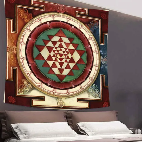 Miniatura 5 de UHOMETAP Sri Yantra Tapiz Mandala Yoga Meditación Tapices Geometría Sagrada Decoración de Pared Arte Colgante de Pared para Dormitorio Sala de estar