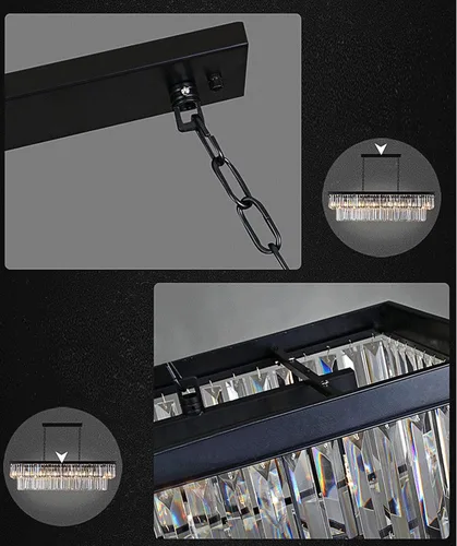 Miniatura 8 de Crytal Chandeliers - Lámpara colgante rectangular negra con cristal K9