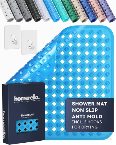 Miniatura 17 de homerella Tapete de ducha antideslizante antideslizante para cabina de ducha interior, tapete de ducha antideslizante cuadrado de 21 x 21 pulgadas