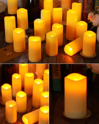 Miniatura 4 de Geelin 30 velas LED impermeables con 5 controles remotos, velas parpadeantes sin llama al aire libre, velas realistas que funcionan