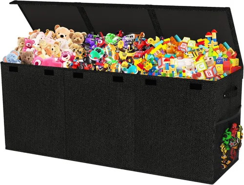 Miniatura 8 de Mabahoo Caja de juguetes extra grande, plegable y resistente para niños y niñas, 40 x 14 x 16 pulgadas, organizador de almacenamiento para niños