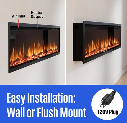 Miniatura 7 de Westinghouse - Chimenea eléctrica de 60 pulgadas, compatible con Alexa y Google Home, chimenea de montaje en pared o empotrada en la pared