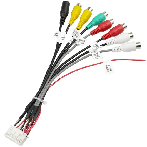 Miniatura 6 de Arnés de cableado para estéreo de coche Android de 20 pines RCA con 8 conectores RCA hembra de radio, ensamblaje de conectores de video CVBS AUX SUB