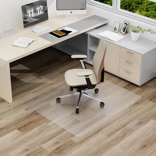 Miniatura 10 de Tapete para silla de oficina para piso duro, tapete grande para silla de computadora de 50"x60", protector de piso único con patrón en forma de Y