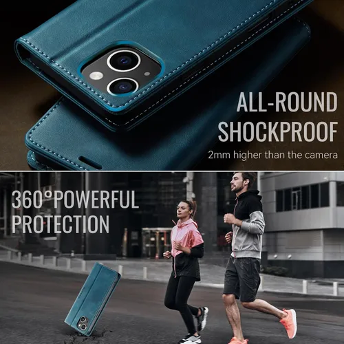 Miniatura 7 de Funda tipo cartera para iPhone 13 de piel tipo cartera con tarjetero y función atril, cierre magnético, bloqueo RFID, TPU a prueba de golpes