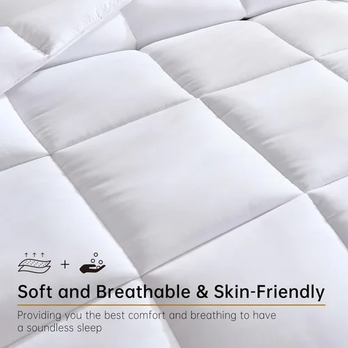 Miniatura 4 de Edredón Insert Queen Blanco, Edredón Alternativo de Plumón para Todas las Estaciones, Edredón de Ropa de Cama Acolchado Ultra Suave con 8 Pestañas