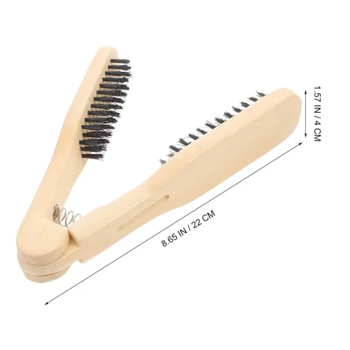 Miniatura 2 de Healifty Peine alisador de pelo de madera de 8.66 pulgadas, diseño de doble cepillo, alisador de pelo antiestático para un peinado suave