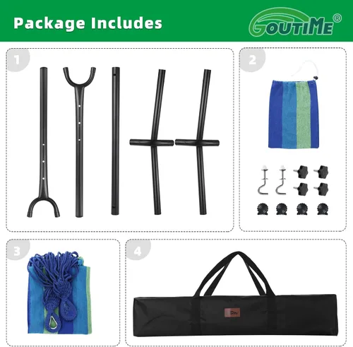 Miniatura 5 de Goutime Hamaca para niños con soporte, base de soporte para hamacas para niños con bolsa de transporte portátil para interiores, exteriores, patio
