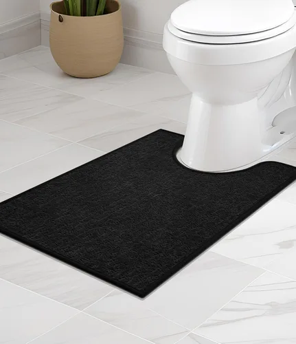 Miniatura 38 de Chakme Juego de 2 alfombras de baño ultrafinas, absorbentes, antideslizantes, lavables a máquina, color negro, 17 x 24 pulgadas / 17 x 30 pulgadas