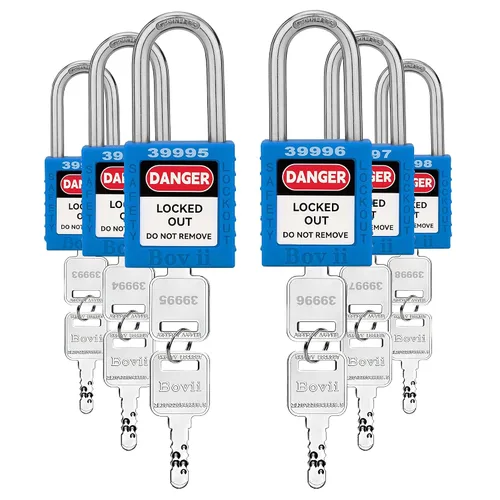 Miniatura 16 de Lockout Tagout Cerraduras conjuntos, 6 candado de seguridad rojo con llave diferente, 2 llaves por cerradura