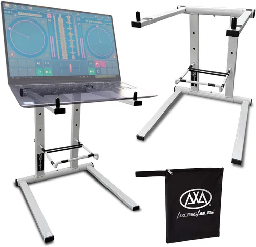 Miniatura 11 de AXA AXCESSABLES Soporte para portátil DJ con bolsa de viaje Soporte portátil plegable de aluminio para portátiles de hasta 15 pulgadas y 20 libras