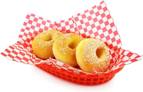 Miniatura 3 de New Star Foodservice Revestimientos para cestas de alimentos a cuadros rojos de grado restaurante, 12 x 12 pulgadas, juego de 36, papel encerado