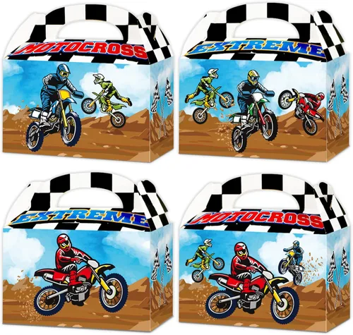 gisgfim Caja de regalo de 12 piezas de motocross para fiesta de motocross, caja de regalos para decoración de cumpleaños y baby shower