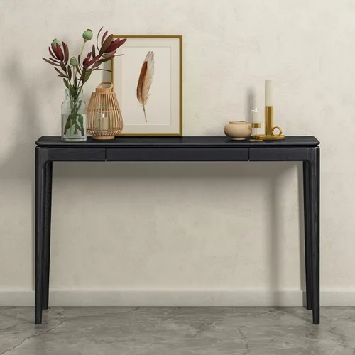 NTC Mingle - Mesa consola de 47 pulgadas, moderna mesa de entrada de madera maciza con cajón oculto, impermeable y resistente al calor, mesa Negro