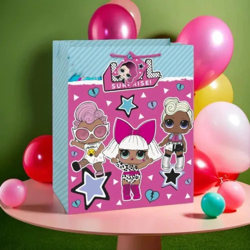 Miniatura 3 de Bolsa de regalo de papel LOL Surprise multicolor grande – 1 unidad Diseño llamativo, perfecta para cumpleaños y ocasiones especiales