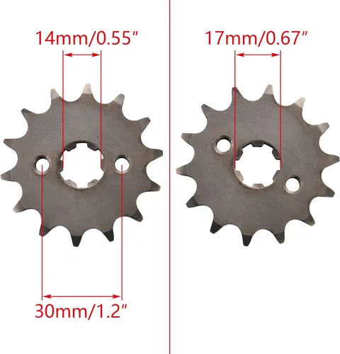 Miniatura 2 de WOOSTAR Piñón delantero para motocicleta 428-14T 17mm para 50cc 70cc 90cc 110cc 125cc Dirt Pit Bike Mini Bike ATV 4 ruedas Motocicleta