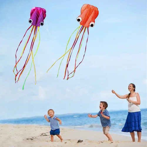 Miniatura 3 de Hengda Kite Soft Octopus Kite Series, Beautiful Kite with Long Colorful Tail for Kids and Adults, Easy to Fly Beach Kites, Excellent Outdoor