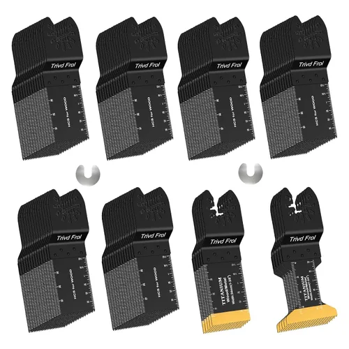 Trivd Frol 100 piezas de hojas de sierra oscilantes, hojas de multiherramienta universales profesionales de titanio para madera, plásticos, metal,