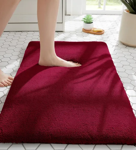 Miniatura 22 de MINIDEAR - Alfombras de baño 24x17 beige - Tapete de baño de espuma elástica gruesa, ultra suave y pachona, antideslizante, de secado rápido