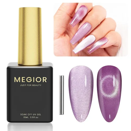 Miniatura 10 de MEGIOR Esmalte de uñas de gel azul de 0.5 onzas líquidas, color azul grisáceo, lámpara LED UV, esmalte de gel para manicura y pedicura
