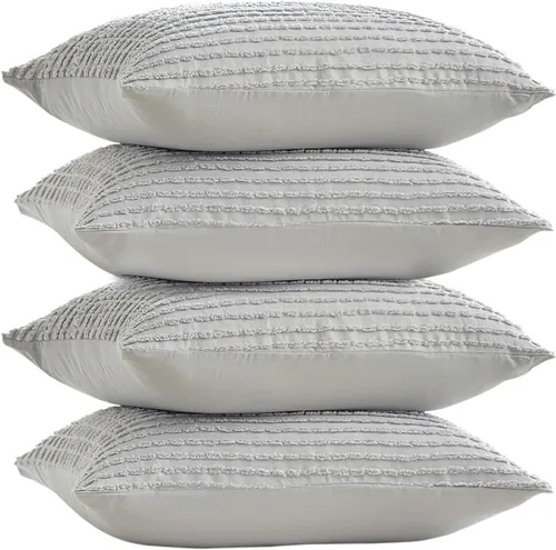 Miniatura 32 de WARMDERN - Fundas de almohada beige tamaño queen, fundas de almohada estándar, juego de 6 fundas de almohada de microfibra suave, textura boho