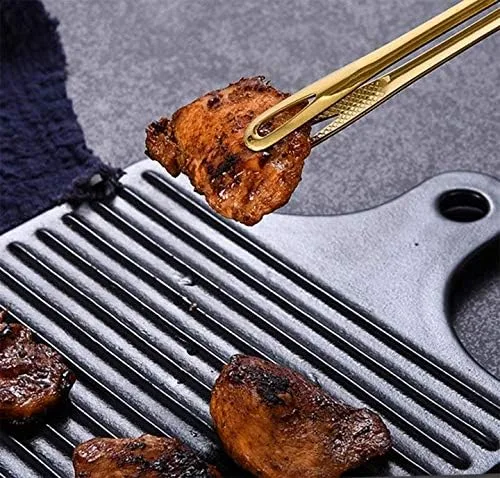Miniatura 5 de Gold - Pinzas para servir alimentos, cocina, barbacoa, parrilla, freír, acero inoxidable, 2